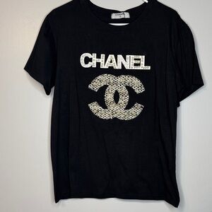 Black T-shirt with Tweed design